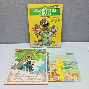 Vintage Sesame Street Books Jim Henson Muppets Big Bird Count Oscar Lot 3